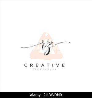 RZ Initial handwriting minimalist geometric logo template vector art, Logo for business beauty, fashion, and other art Stock Vector
