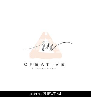 RW Initial handwriting minimalist geometric logo template vector art, Logo for business beauty, fashion, and other art Stock Vector
