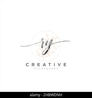 RY Initial handwriting minimalist geometric logo template vector art, Logo for business beauty, fashion, and other art Stock Vector