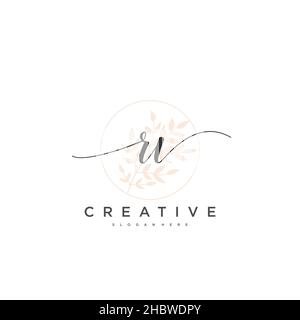 RV Initial handwriting minimalist geometric logo template vector art, Logo for business beauty, fashion, and other art Stock Vector