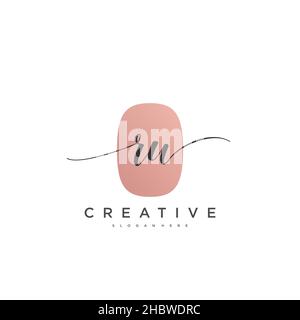 RW Initial handwriting minimalist geometric logo template vector art, Logo for business beauty, fashion, and other art Stock Vector