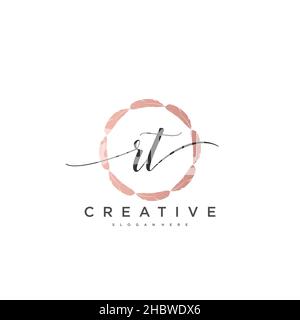 RT Initial handwriting minimalist geometric logo template vector art, Logo for business beauty, fashion, and other art Stock Vector