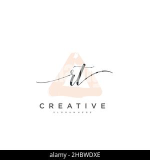 RT Initial handwriting minimalist geometric logo template vector art, Logo for business beauty, fashion, and other art Stock Vector