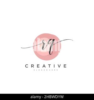 RQ Initial handwriting minimalist geometric logo template vector art, Logo for business beauty, fashion, and other art Stock Vector