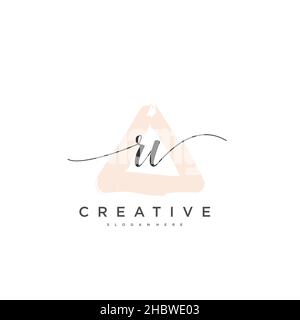 RV Initial handwriting minimalist geometric logo template vector art, Logo for business beauty, fashion, and other art Stock Vector