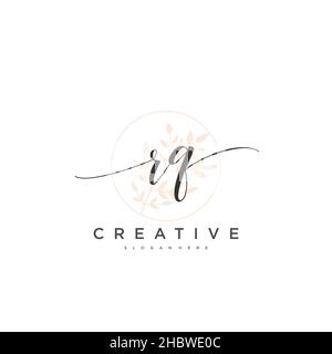 RQ Initial handwriting minimalist geometric logo template vector art, Logo for business beauty, fashion, and other art Stock Vector