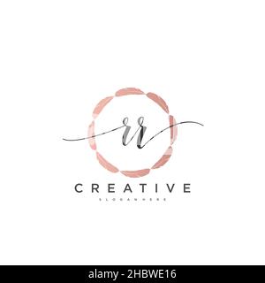 RR Initial handwriting minimalist geometric logo template vector art, Logo for business beauty, fashion, and other art Stock Vector