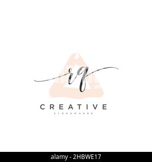 RQ Initial handwriting minimalist geometric logo template vector art, Logo for business beauty, fashion, and other art Stock Vector