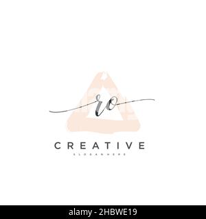 RO Initial handwriting minimalist geometric logo template vector art, Logo for business beauty, fashion, and other art Stock Vector
