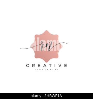 RN Initial handwriting minimalist geometric logo template vector art, Logo for business beauty, fashion, and other art Stock Vector