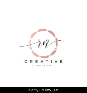 RN Initial handwriting minimalist geometric logo template vector art, Logo for business beauty, fashion, and other art Stock Vector