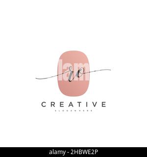 RO Initial handwriting minimalist geometric logo template vector art, Logo for business beauty, fashion, and other art Stock Vector