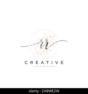 RR Initial handwriting minimalist geometric logo template vector art, Logo for business beauty, fashion, and other art Stock Vector