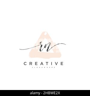 RN Initial handwriting minimalist geometric logo template vector art, Logo for business beauty, fashion, and other art Stock Vector