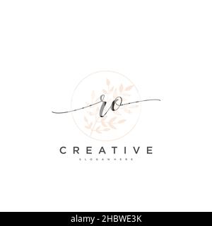 RO Initial handwriting minimalist geometric logo template vector art, Logo for business beauty, fashion, and other art Stock Vector