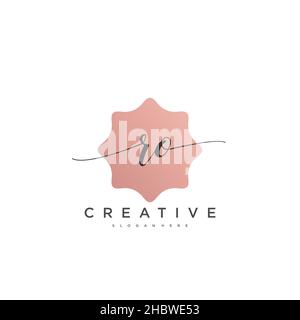 RO Initial handwriting minimalist geometric logo template vector art, Logo for business beauty, fashion, and other art Stock Vector