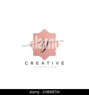 RJ Initial handwriting minimalist geometric logo template vector art, Logo for business beauty, fashion, and other art Stock Vector