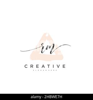 RM Initial handwriting minimalist geometric logo template vector art, Logo for business beauty, fashion, and other art Stock Vector