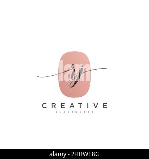 RJ Initial handwriting minimalist geometric logo template vector art, Logo for business beauty, fashion, and other art Stock Vector