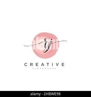 RJ Initial handwriting minimalist geometric logo template vector art, Logo for business beauty, fashion, and other art Stock Vector