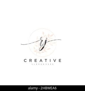 RJ Initial handwriting minimalist geometric logo template vector art, Logo for business beauty, fashion, and other art Stock Vector