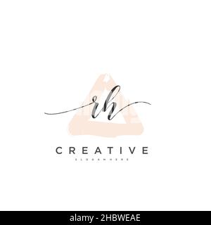 RH Initial handwriting minimalist geometric logo template vector art, Logo for business beauty, fashion, and other art Stock Vector