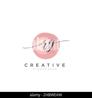 RG Initial handwriting minimalist geometric logo template vector art, Logo for business beauty, fashion, and other art Stock Vector