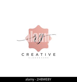 RG Initial handwriting minimalist geometric logo template vector art, Logo for business beauty, fashion, and other art Stock Vector