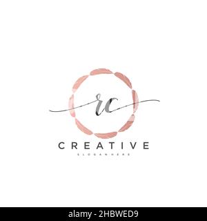 RC Initial handwriting minimalist geometric logo template vector art, Logo for business beauty, fashion, and other art Stock Vector