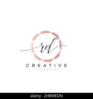 RD Initial handwriting minimalist geometric logo template vector art, Logo for business beauty, fashion, and other art Stock Vector