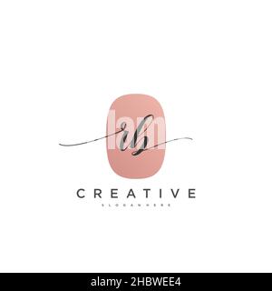 RB Initial handwriting minimalist geometric logo template vector art, Logo for business beauty, fashion, and other art Stock Vector