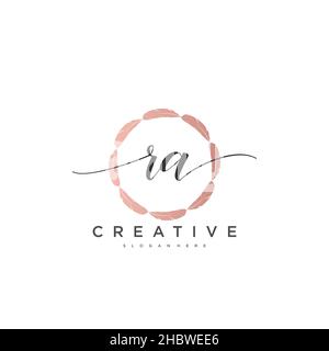 RA Initial handwriting minimalist geometric logo template vector art, Logo for business beauty, fashion, and other art Stock Vector