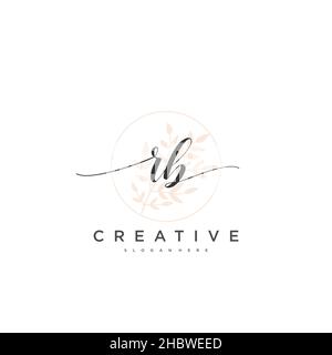 RB Initial handwriting minimalist geometric logo template vector art, Logo for business beauty, fashion, and other art Stock Vector