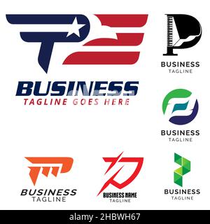P letter based theme. logo set vector. Stock Vector