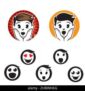 letter O emoji logos or icons, set Stock Vector