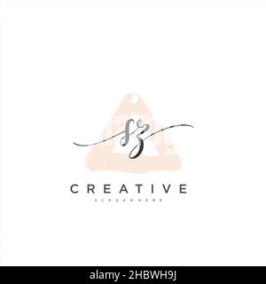 SZ Initial handwriting minimalist geometric logo template vector art, Logo for business beauty, fashion, and other art Stock Vector