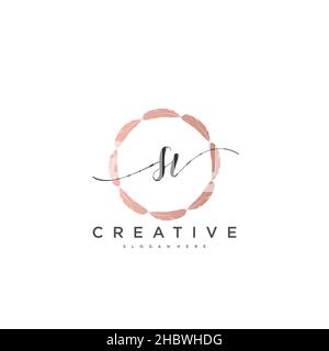 SV Initial handwriting minimalist geometric logo template vector art, Logo for business beauty, fashion, and other art Stock Vector