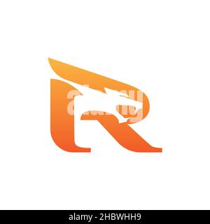 Roar logo, a simple modern R letter based with negative space leopard. can be used for entertainment  media, sport or esport team, product or fashion Stock Vector