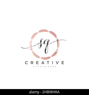 SQ Initial handwriting minimalist geometric logo template vector art, Logo for business beauty, fashion, and other art Stock Vector