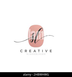 SL Initial handwriting minimalist geometric logo template vector art, Logo for business beauty, fashion, and other art Stock Vector