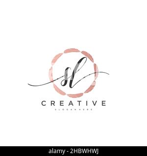 SL Initial handwriting minimalist geometric logo template vector art, Logo for business beauty, fashion, and other art Stock Vector