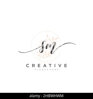SM Initial handwriting minimalist geometric logo template vector art, Logo for business beauty, fashion, and other art Stock Vector