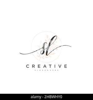 SL Initial handwriting minimalist geometric logo template vector art, Logo for business beauty, fashion, and other art Stock Vector