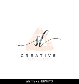 SL Initial handwriting minimalist geometric logo template vector art, Logo for business beauty, fashion, and other art Stock Vector