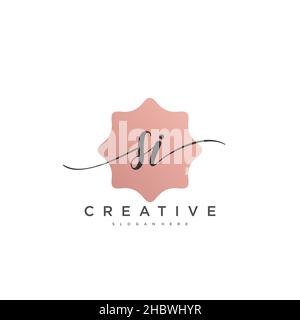 SI Initial handwriting minimalist geometric logo template vector art, Logo for business beauty, fashion, and other art Stock Vector
