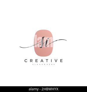 SI Initial handwriting minimalist geometric logo template vector art, Logo for business beauty, fashion, and other art Stock Vector