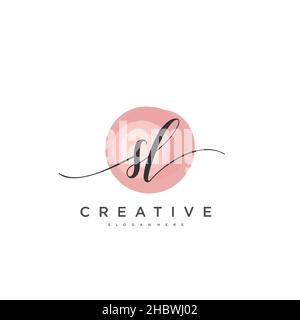 SL Initial handwriting minimalist geometric logo template vector art, Logo for business beauty, fashion, and other art Stock Vector