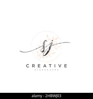 SJ Initial handwriting minimalist geometric logo template vector art, Logo for business beauty, fashion, and other art Stock Vector