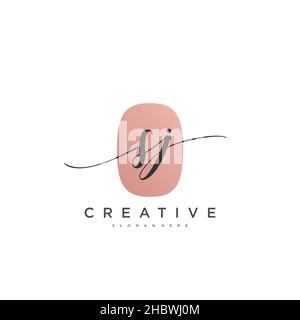 SJ Initial handwriting minimalist geometric logo template vector art, Logo for business beauty, fashion, and other art Stock Vector