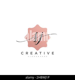SJ Initial handwriting minimalist geometric logo template vector art, Logo for business beauty, fashion, and other art Stock Vector